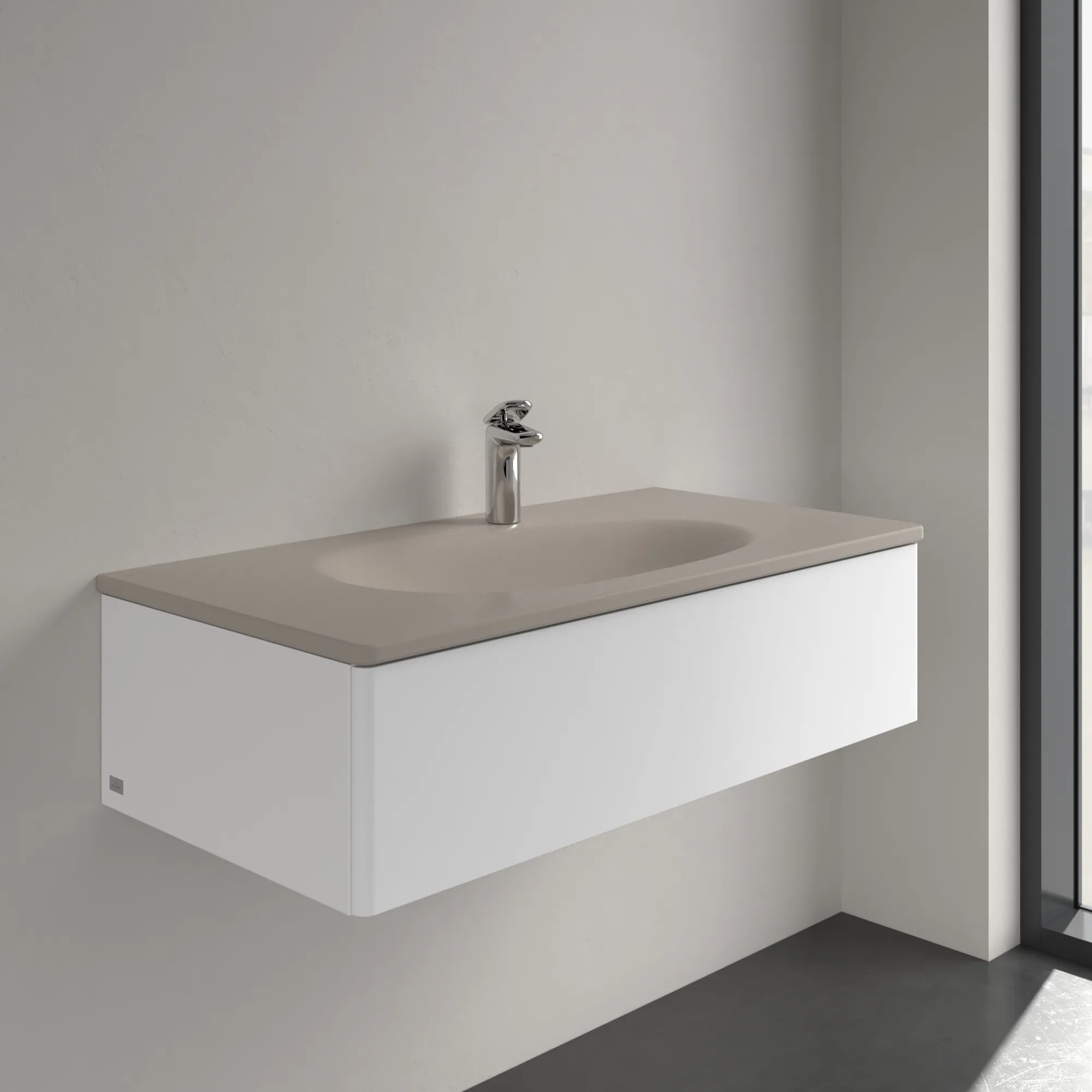 Villeroy & Boch Wandwaschtisch „Antao“ 1000 × 500 × 150 mm, für Becken mittig in Almond