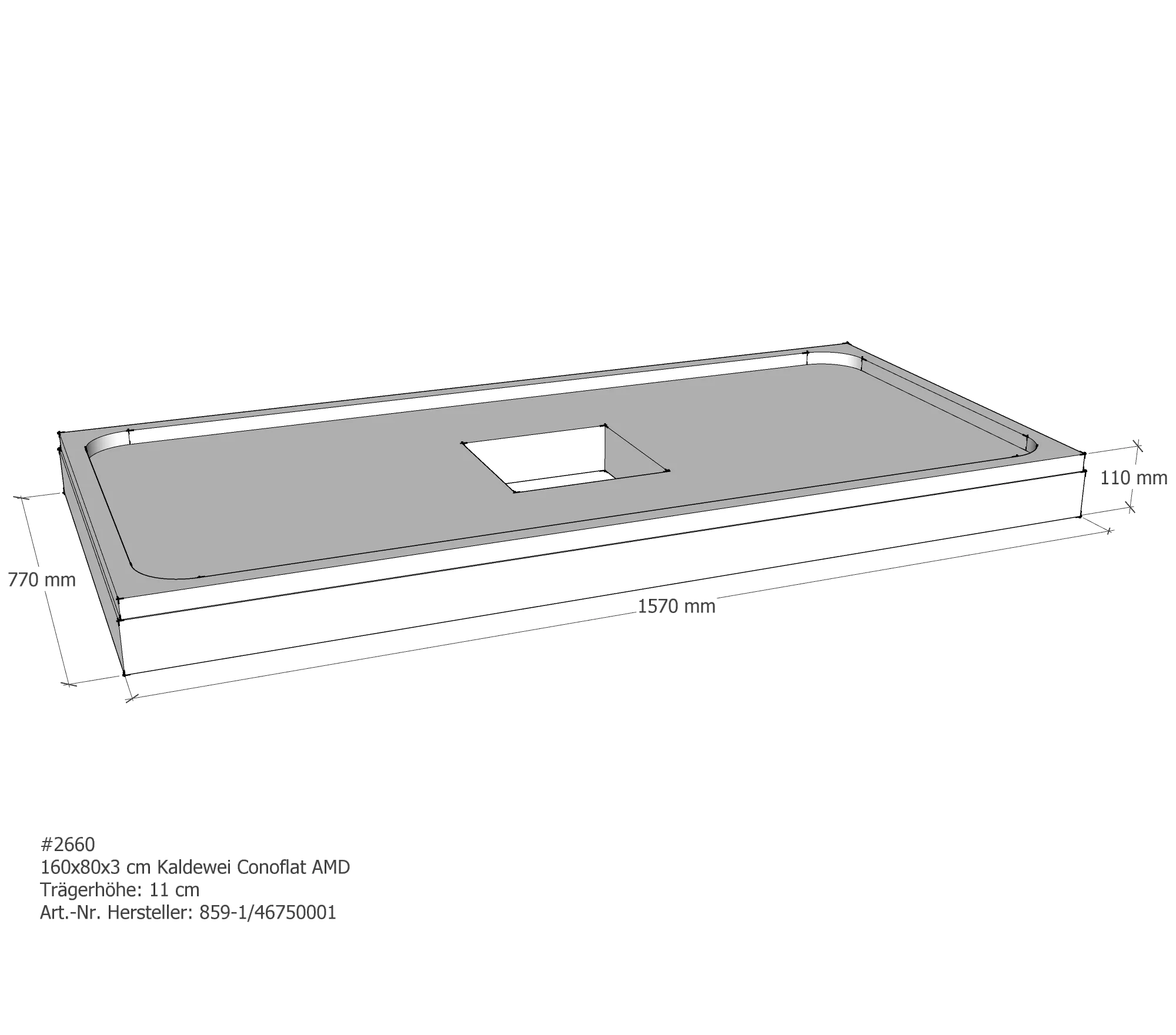 Duschwannenträger für Kaldewei Conoflat 160 × 80 × 2,3 cm Breite: 80 cm / Länge: 160 cm Duschwannenträger für Kaldewei Conoflat 160 × 80 × 2,3 cm Breite: 80 cm / Länge: 160 cm