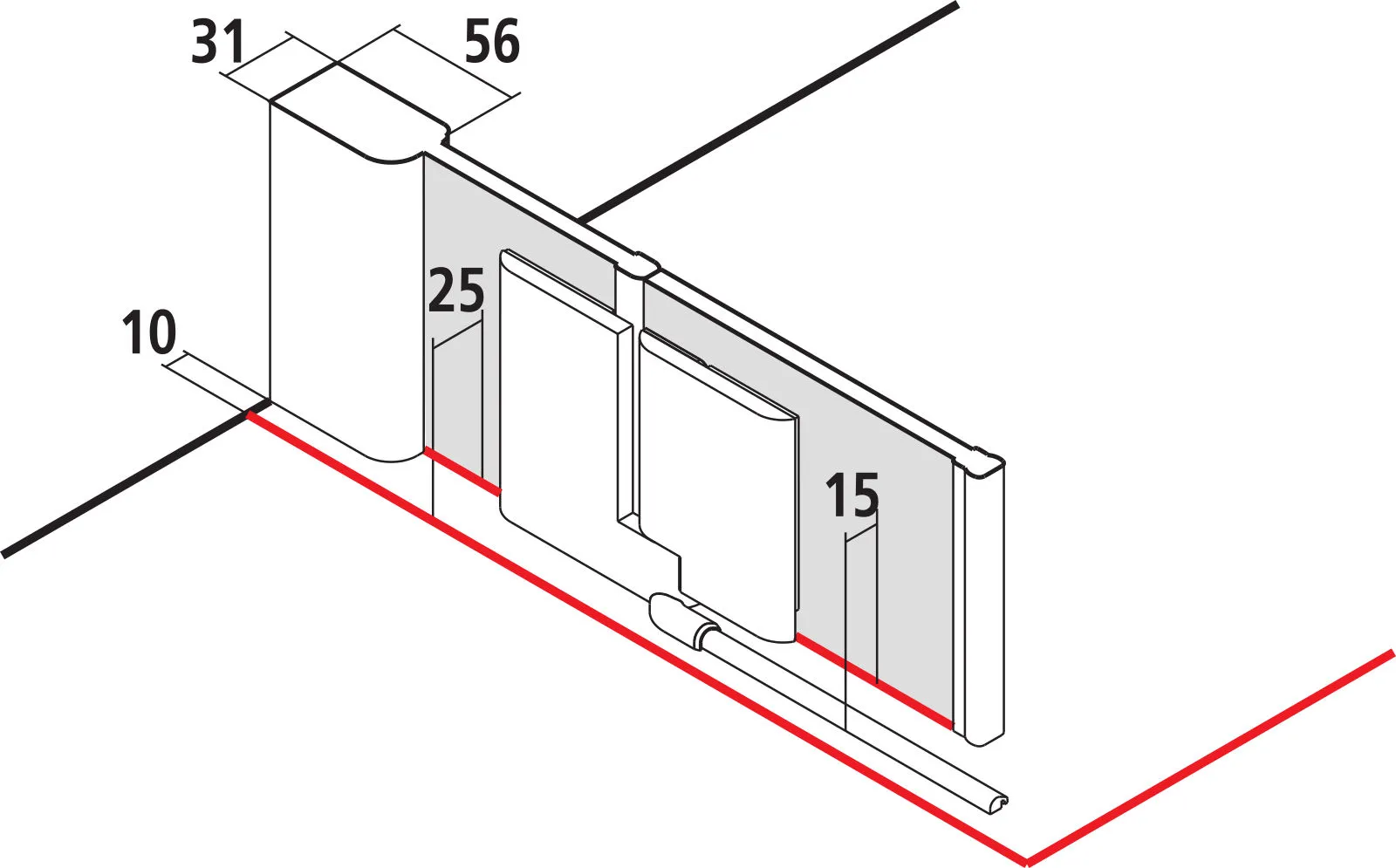 PASA XP PX1WL Pendeltür 1-flügelig mit Festfeld links, für Ecke, Höhe 2000 mm, Wanneneinbaumaß 780-810 / 775-805 mm, Breitenverstellmaß 770-800 mm, Glasaußenkante 755-785 mm, Farbe Silber Mattglanz, Glas ESG Klar