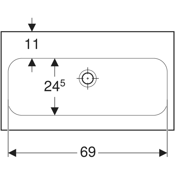 Wandwaschtisch „iCon Light“, mittig, rechteckig 75 × 42 cm