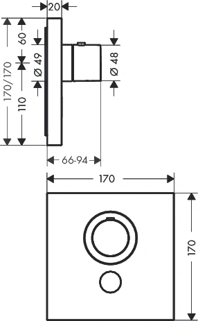 Thermostat UP Axor ShowerSelect Highflow FS 1 Verbraucher quadr.chrom