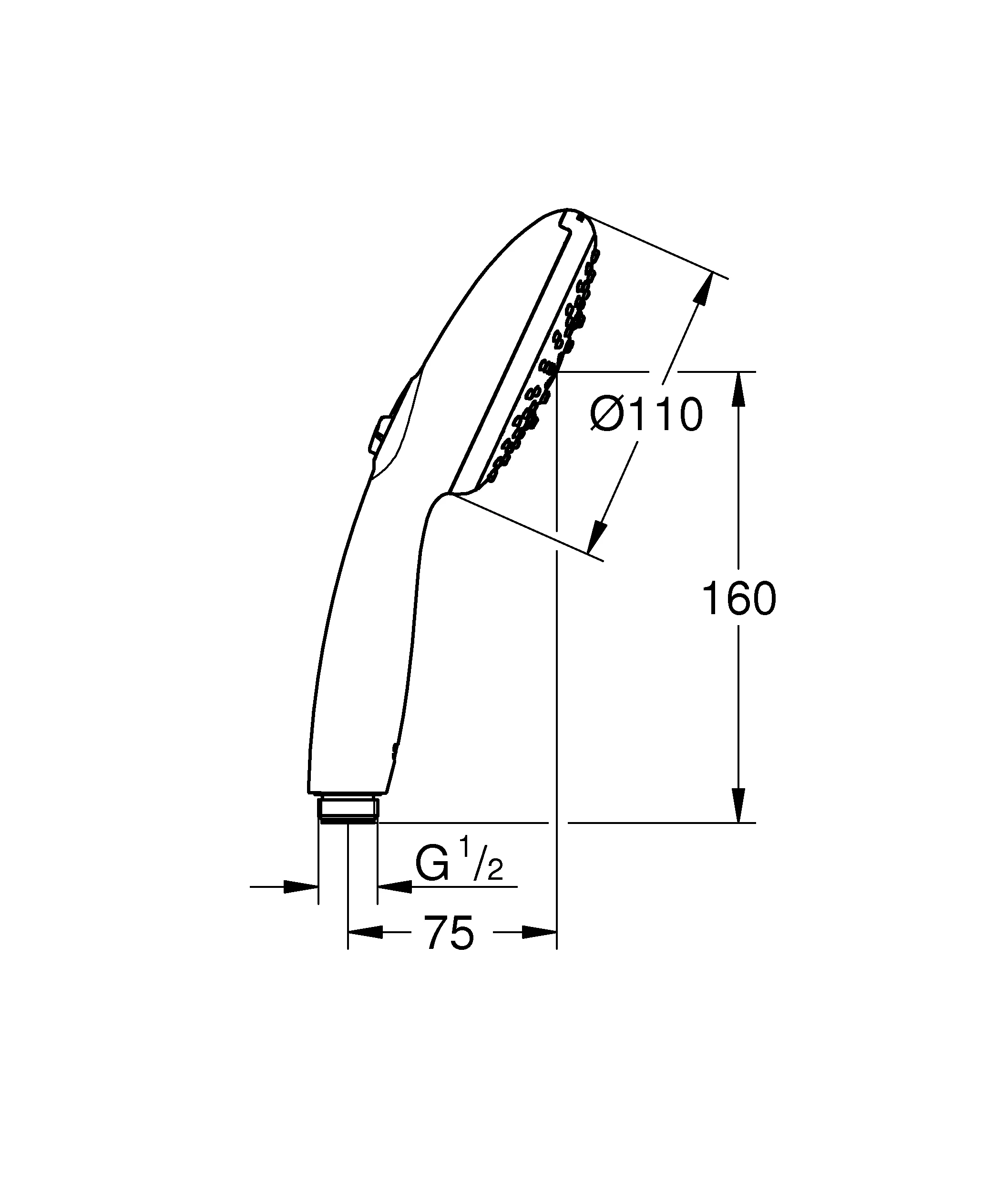 Handbrause Tempesta 110 28261_3, 3 Strahlarten: Rain/Jet/Massage, Water Saving, maximaler Durchfluss (bei 3 bar): 13.5 l/min, chrom