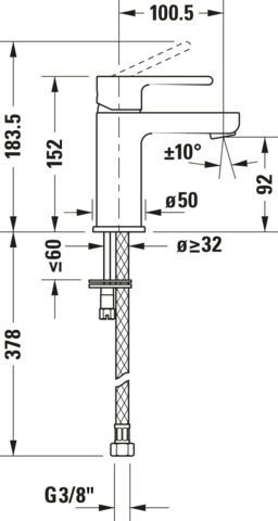 B.2 Einhebel-Waschtischmischer S Höhe 152 Ausladung 100,5 mm