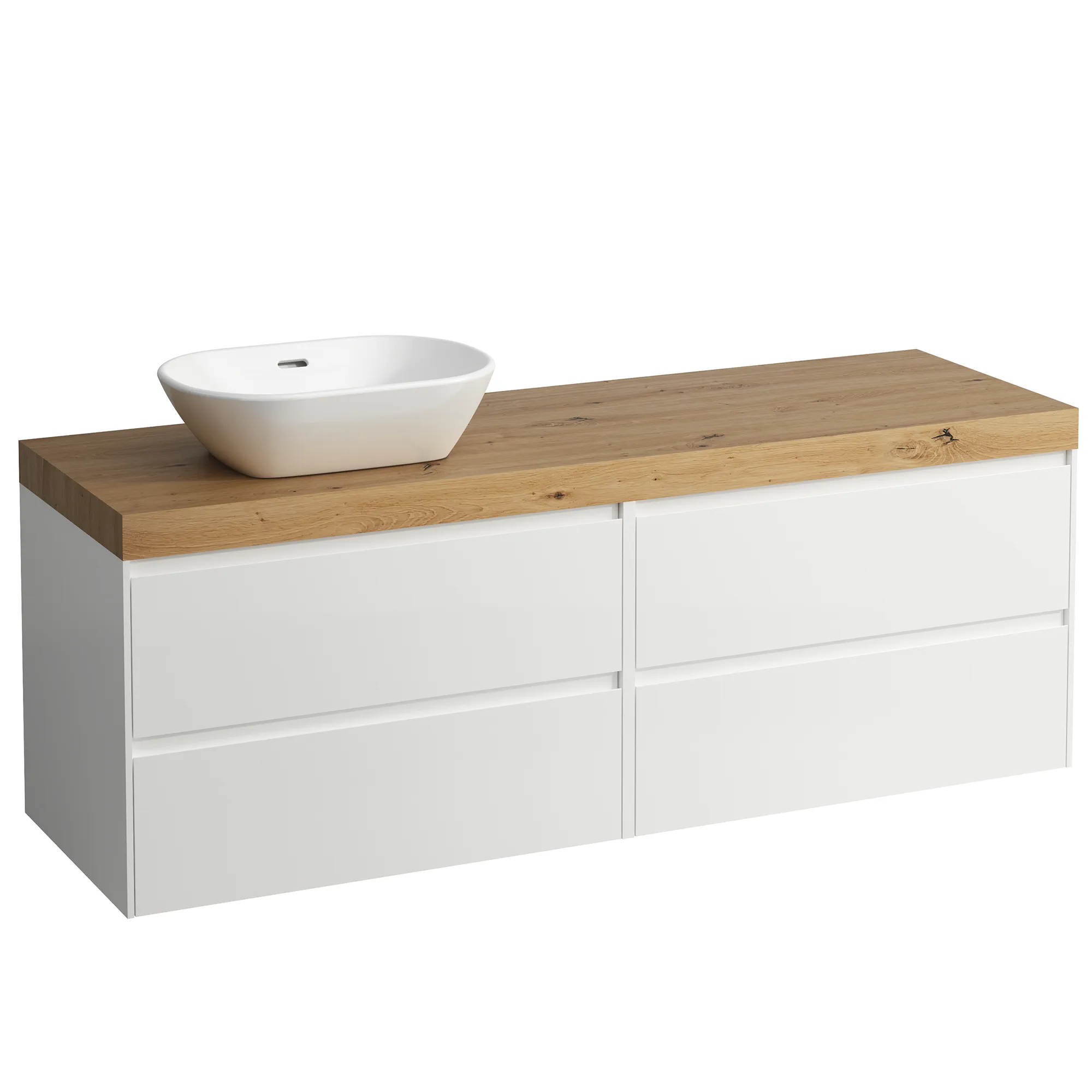 Waschtischunterbau+Waschtischplatte (MODULAR SYSTEM) LANI 495x1570x580 mit Ausschnitt links Abdeckplatte 65 mm (Farbe: .267 wildeiche), mit 4