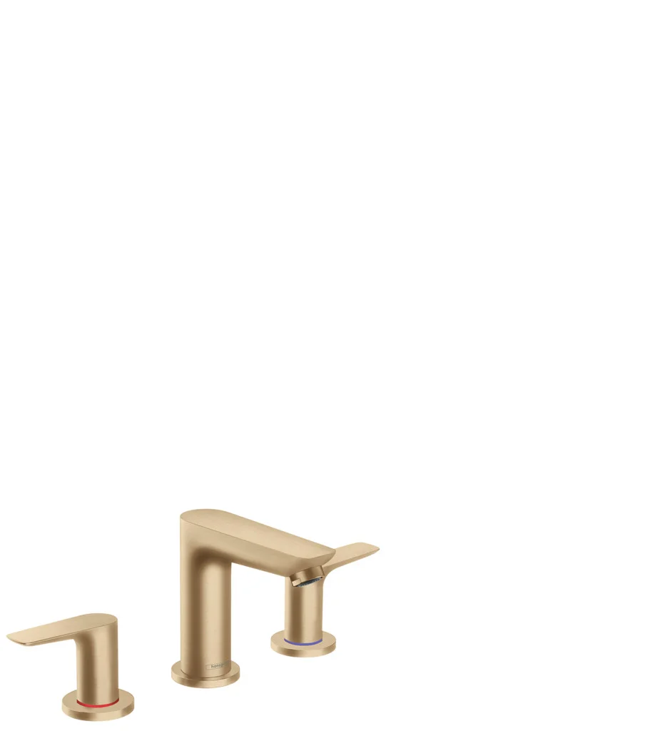 Hansgrohe Talis E 3-Loch Waschtischarmatur Brushed Bronze, Ausladung 112 mm, Auslaufhöhe 104 mm, Hebelgriff, max. Durchfluss 5 l/min, Keramikventile 90°, für Durchlauferhitzer geeignet