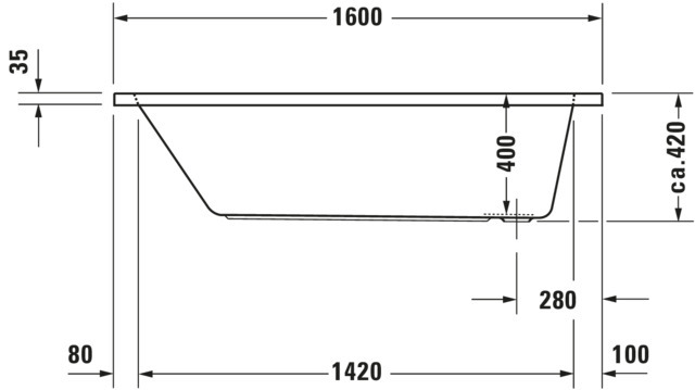 Duravit Whirlwanne „D-Code“ rechteck 160 × 70 cm, Fußablauf 