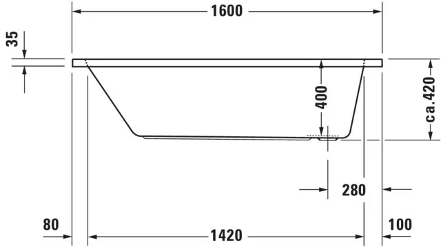 Duravit Whirlwanne „D-Code“ rechteck 160 × 70 cm, Fußablauf