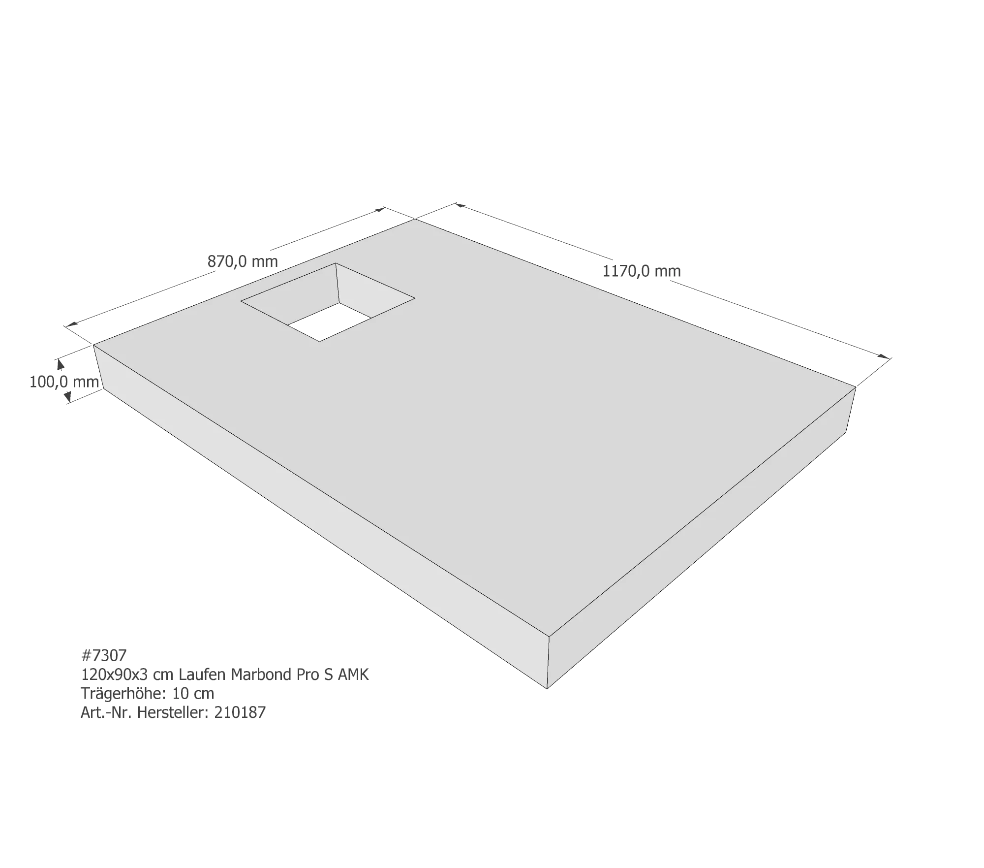 Duschwannenträger passend für Laufen Pro S 120 × 90 cm