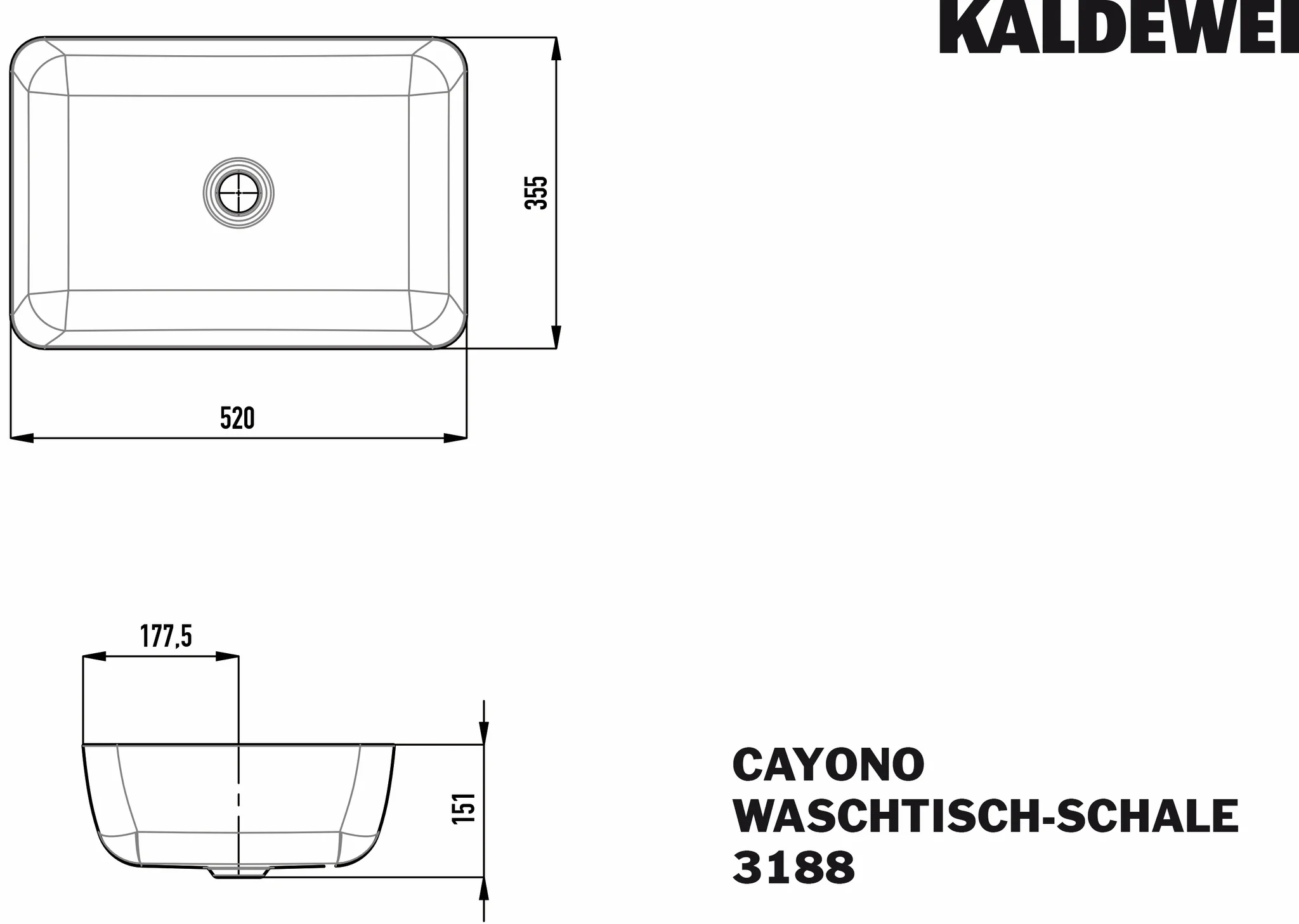 Kaldewei Waschtischschale „Cayono“ in alpinweiß, 520 mm