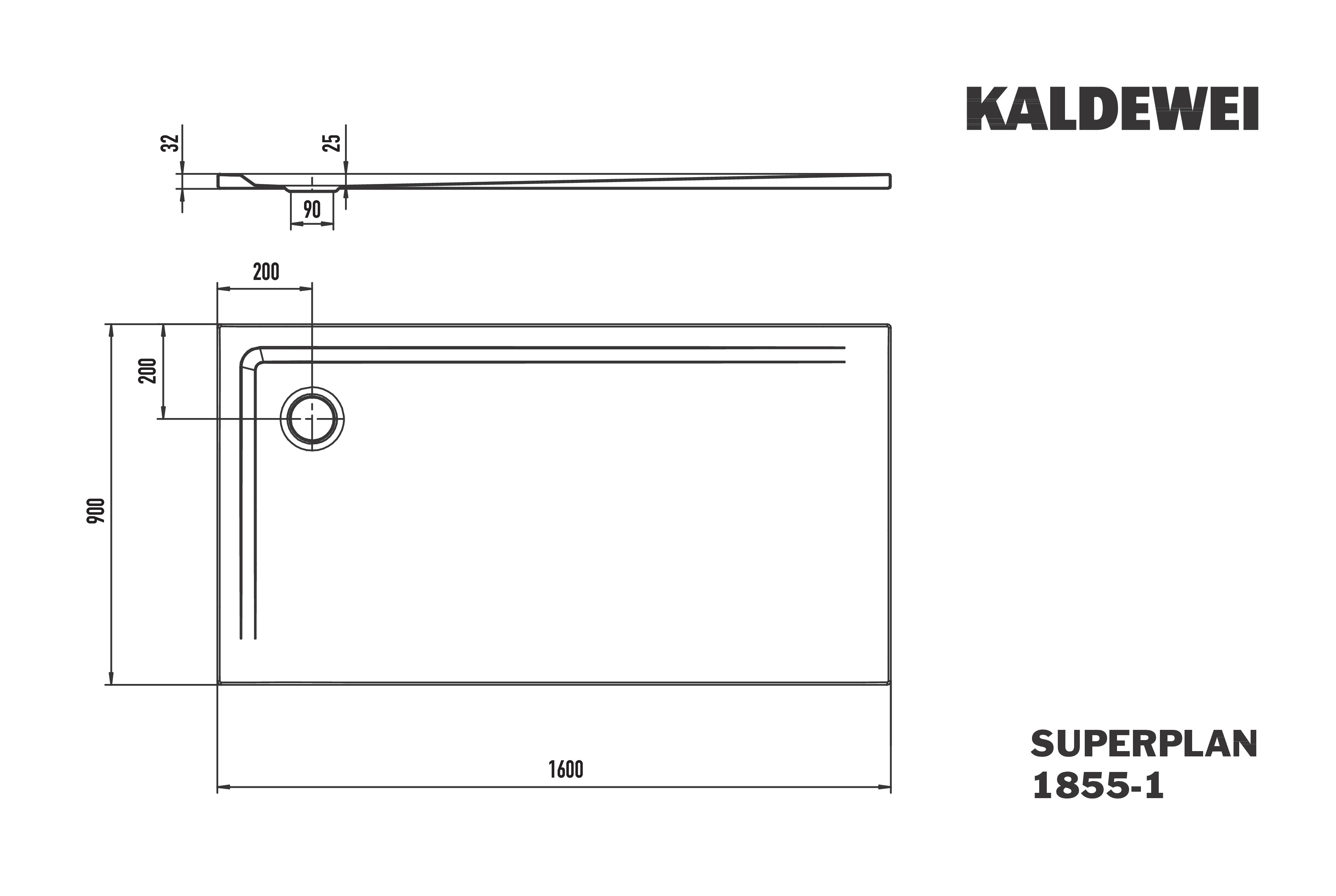 Kaldewei Duschwanne „Superplan“ 90 × 160 cm