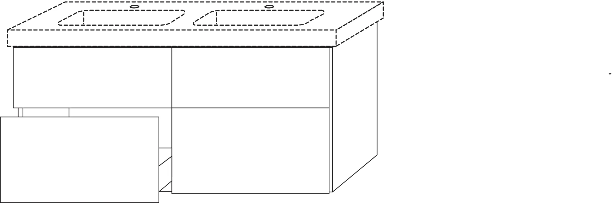 Waschtischunterbau mit Auszügen 3way (UM617) 593x1250x447 Anthrazit-Matt