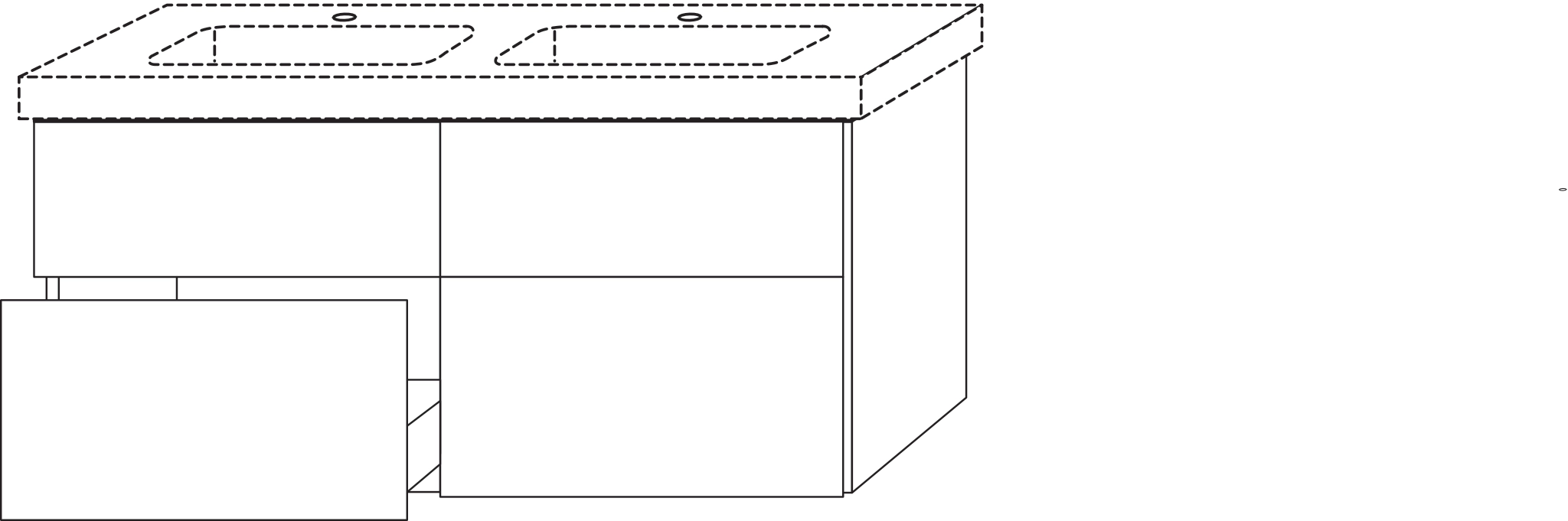 Sanipa Waschtischunterschrank „3way“ passend zu Keramik-Waschtische Subway 2.0 von Villeroy & Boch 1250 × 593 × 447 mm in Eiche Kansas, mit Hahnlochbohrung, Becken links und rechts Sanipa Waschtischunterschrank „3way“ passend zu Keramik-Waschtische Subway 2.0 von Villeroy & Boch 1250 × 593 × 447 mm in Eiche Kansas, mit Hahnlochbohrung, Becken links und rechts