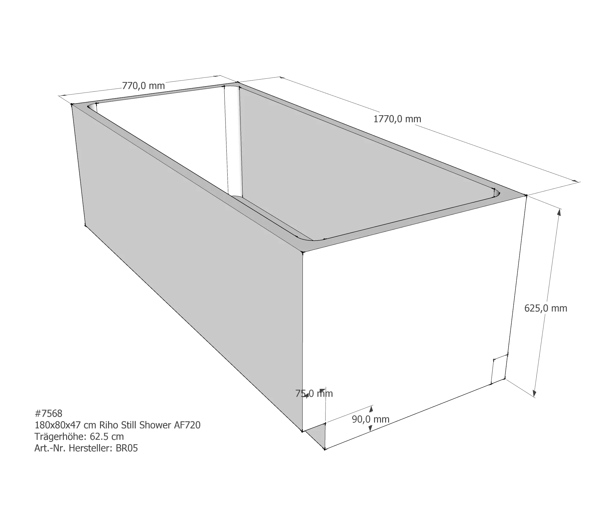 Badewannenträger passend für Riho Still Shower 180 × 80 × 47 cm Badewannenträger passend für Riho Still Shower 180 × 80 × 47 cm