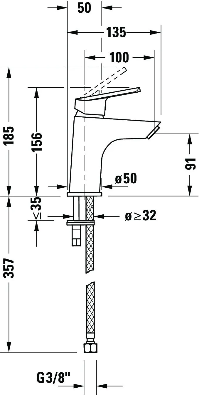 Einhand-Waschtischarmatur „No.1“ Ausladung 100 mm in Chrom Einhand-Waschtischarmatur „No.1“ Ausladung 100 mm in Chrom