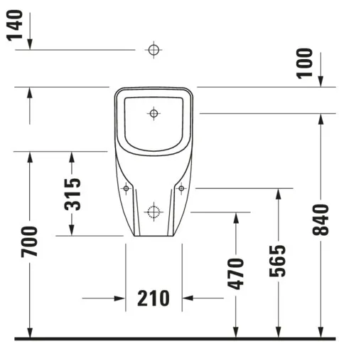 Urinal D-Code, Zulauf von oben rimless, ohne Fliege, weiß
