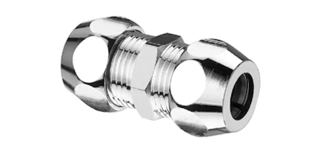 Gerade-Doppel-Verschraubung, Ø 10 mm (DN 10 G 3/8 AG), Ø 8 mm (DN 10 G 3/8 AG) Gerade-Doppel-Verschraubung, Ø 10 mm (DN 10 G 3/8 AG), Ø 8 mm (DN 10 G 3/8 AG)