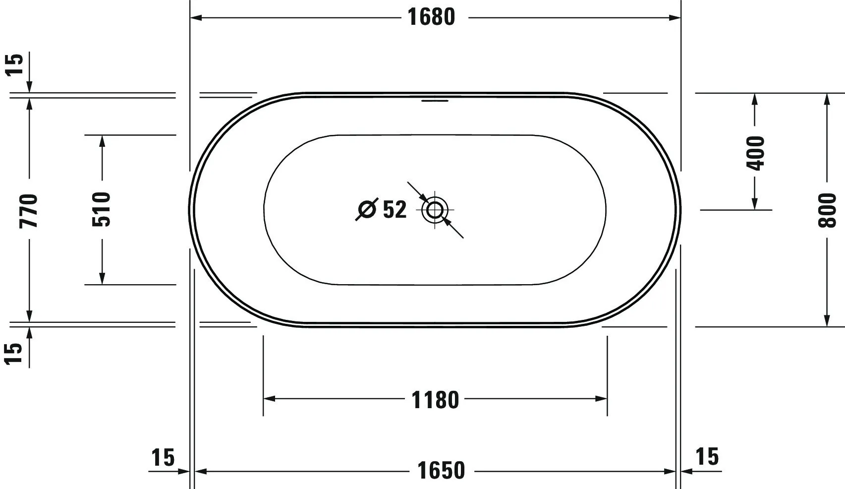 Duravit Badewanne „DuraKanto“ freistehend oval 1700 × 800 mm in Weiß Duravit Badewanne „DuraKanto“ freistehend oval 1700 × 800 mm in Weiß