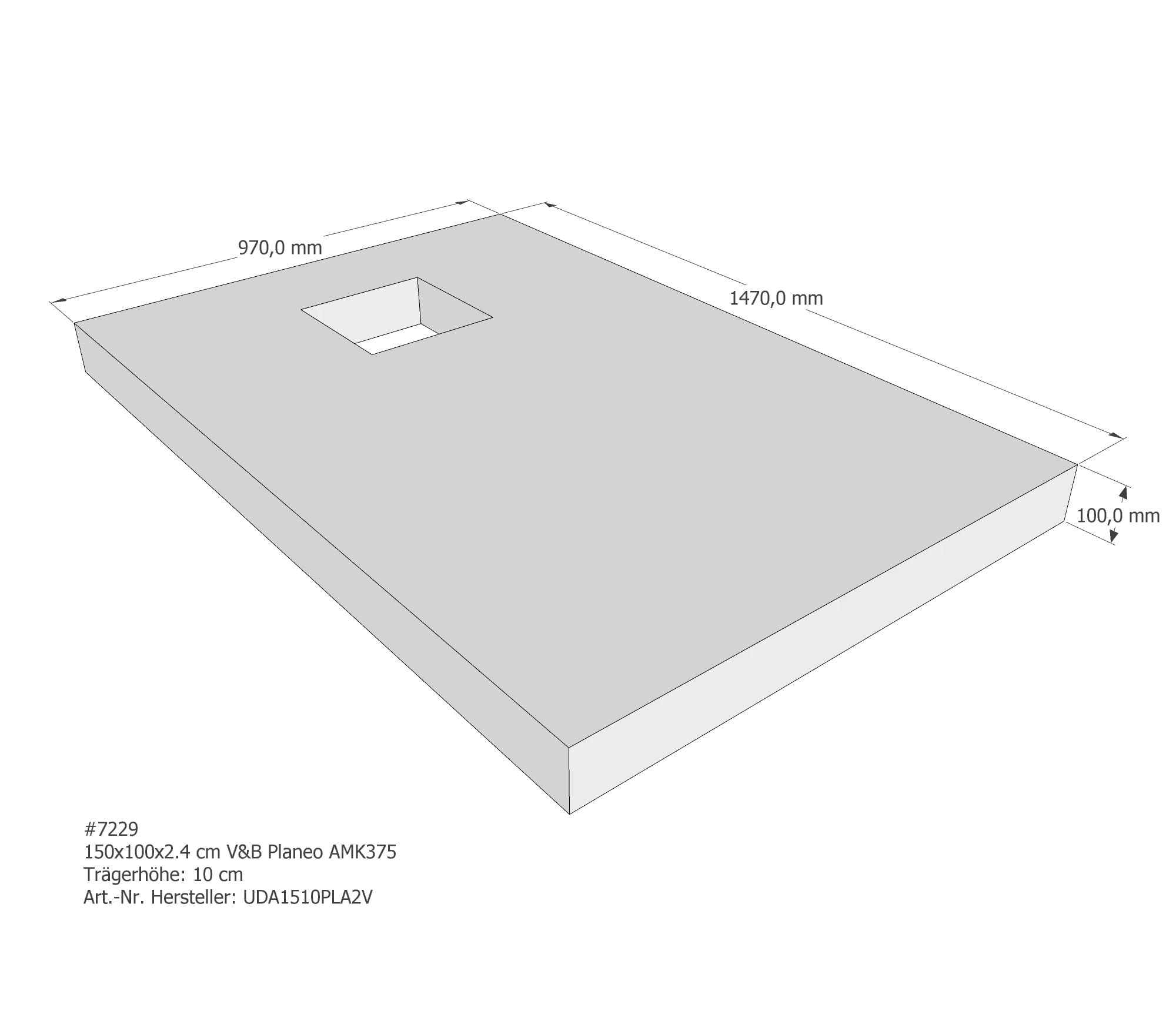 Duschwannenträger für Villeroy & Boch Planeo 150 × 100 × 2,4 cm