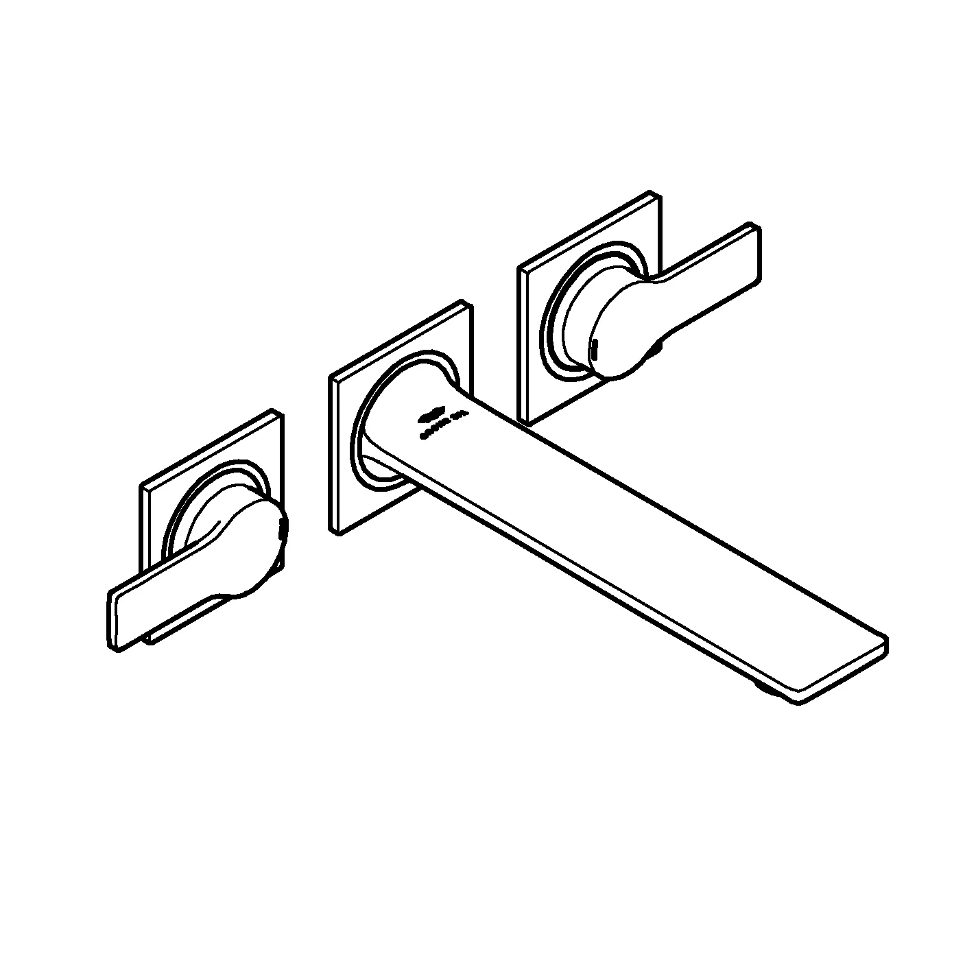 3-Loch-Waschtischbatterie Allure 20193, Wandmontage, Fertigmontageset für 29 025 002, Ausladung 220 mm, chrom 3-Loch-Waschtischbatterie Allure 20193, Wandmontage, Fertigmontageset für 29 025 002, Ausladung 220 mm, chrom