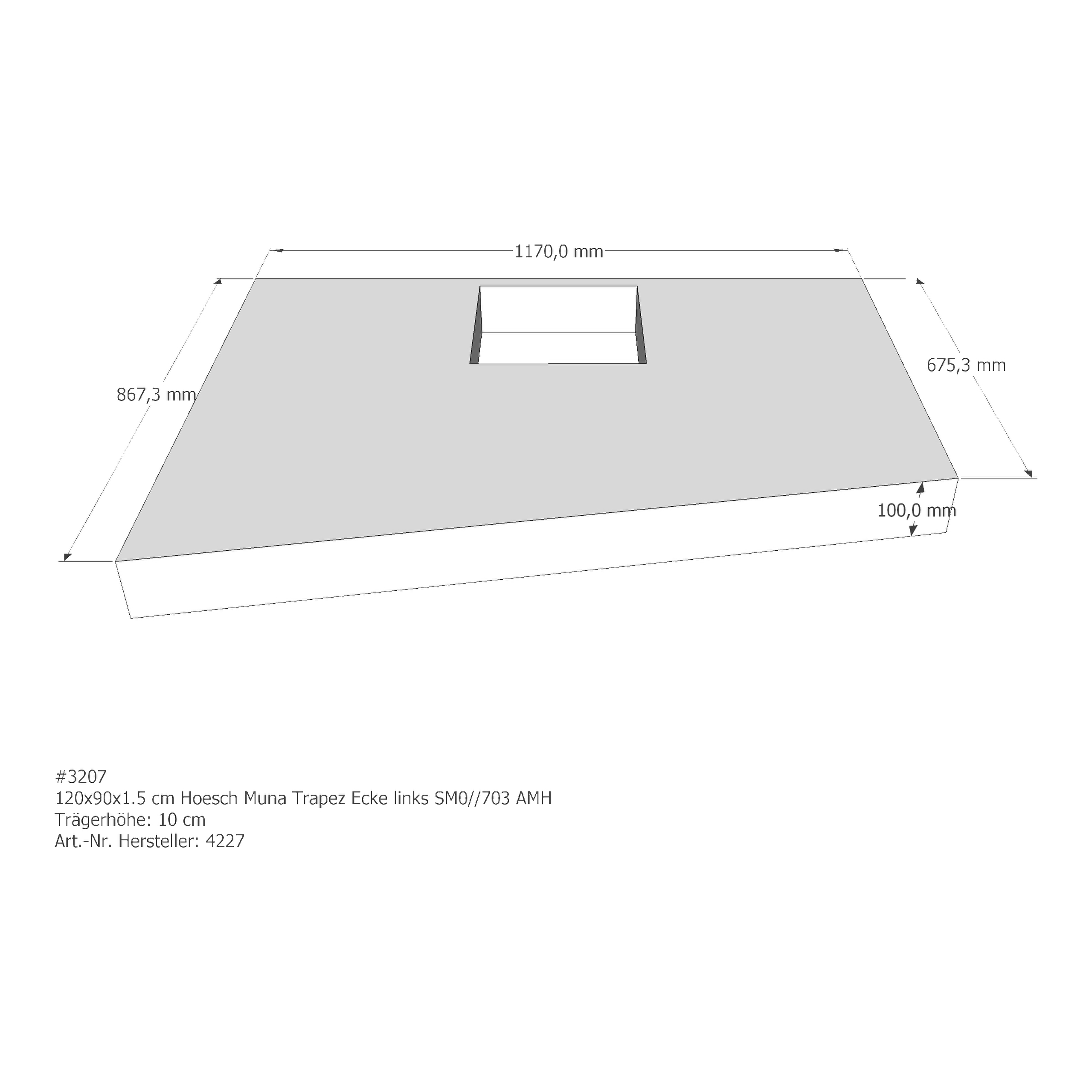 Duschwannenträger für Hoesch Muna 120 × 90 × 1,5 cm