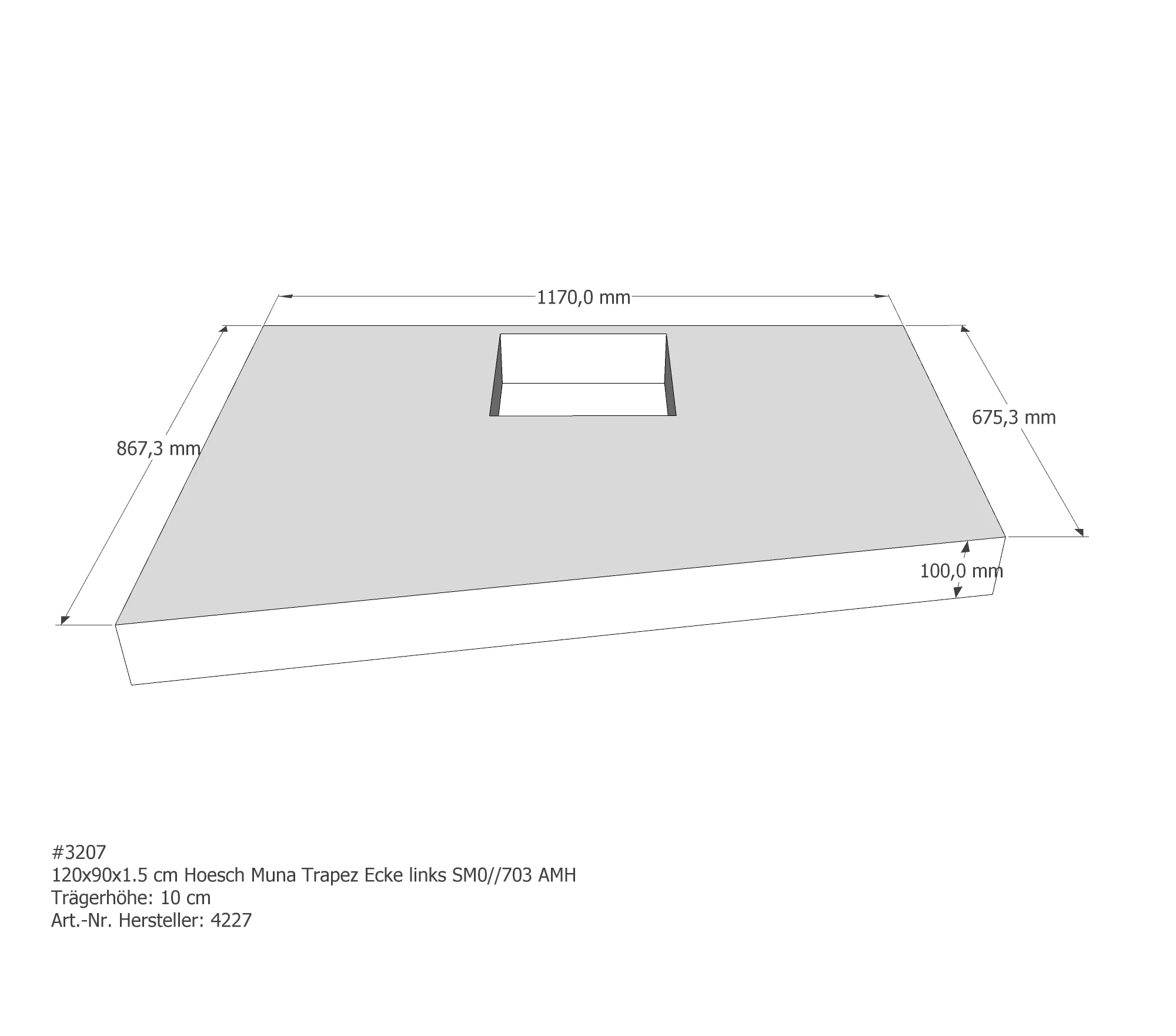 Duschwannenträger für Hoesch Muna links 120 × 90 × 1,5 cm Duschwannenträger für Hoesch Muna links 120 × 90 × 1,5 cm