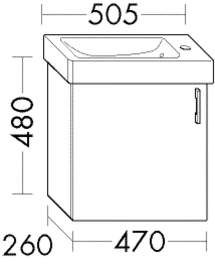 Burgbad Waschtischunterschrank Sys30, 1 Tür, 470 x 260 mm Tiefe, 480 mm Höhe Burgbad Waschtischunterschrank Sys30, 1 Tür, 470 x 260 mm Tiefe, 480 mm Höhe