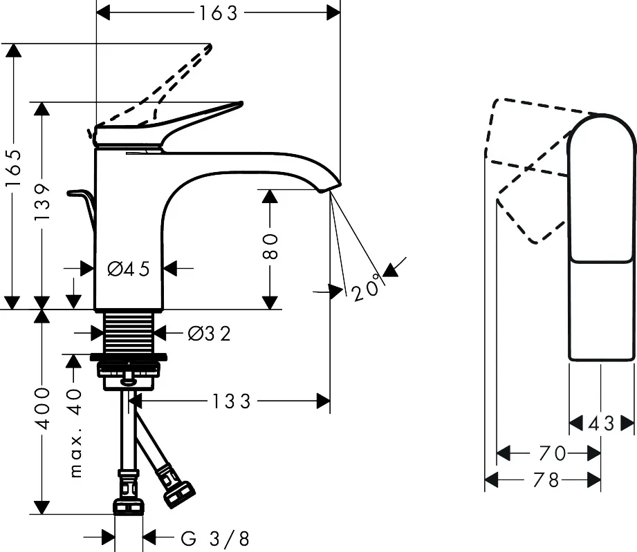 Waschtischarmatur „Vivenis“ Ausladung 133 mm in Brushed Black Chrome Waschtischarmatur „Vivenis“ Ausladung 133 mm in Brushed Black Chrome