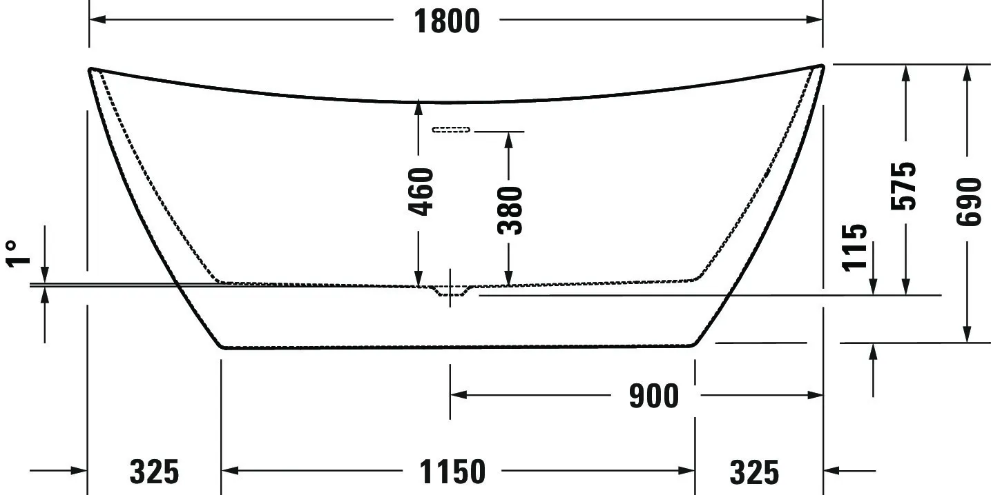 Duravit Badewanne „DuraVato“ freistehend oval 180 × 80 cm