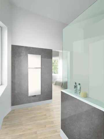 Zehnder Design-Heizkörper „Fina Lean Bar“ für Warmwasser-Zentralheizung mit 50 mm-Mittelanschluss 70 × 150 cm in Champagne