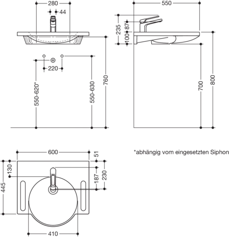 Set-Waschtisch und Armatur 60 × 55 × 10 cm