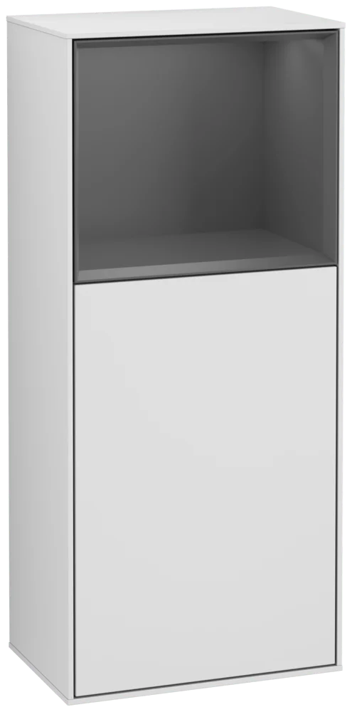 Villeroy & Boch Seitenschrank Finion F50, 418x936x270 mm, White Matt Lacquer / Anthracite Matt Lacquer, mit Beleuchtung und Push-to-open Funktion