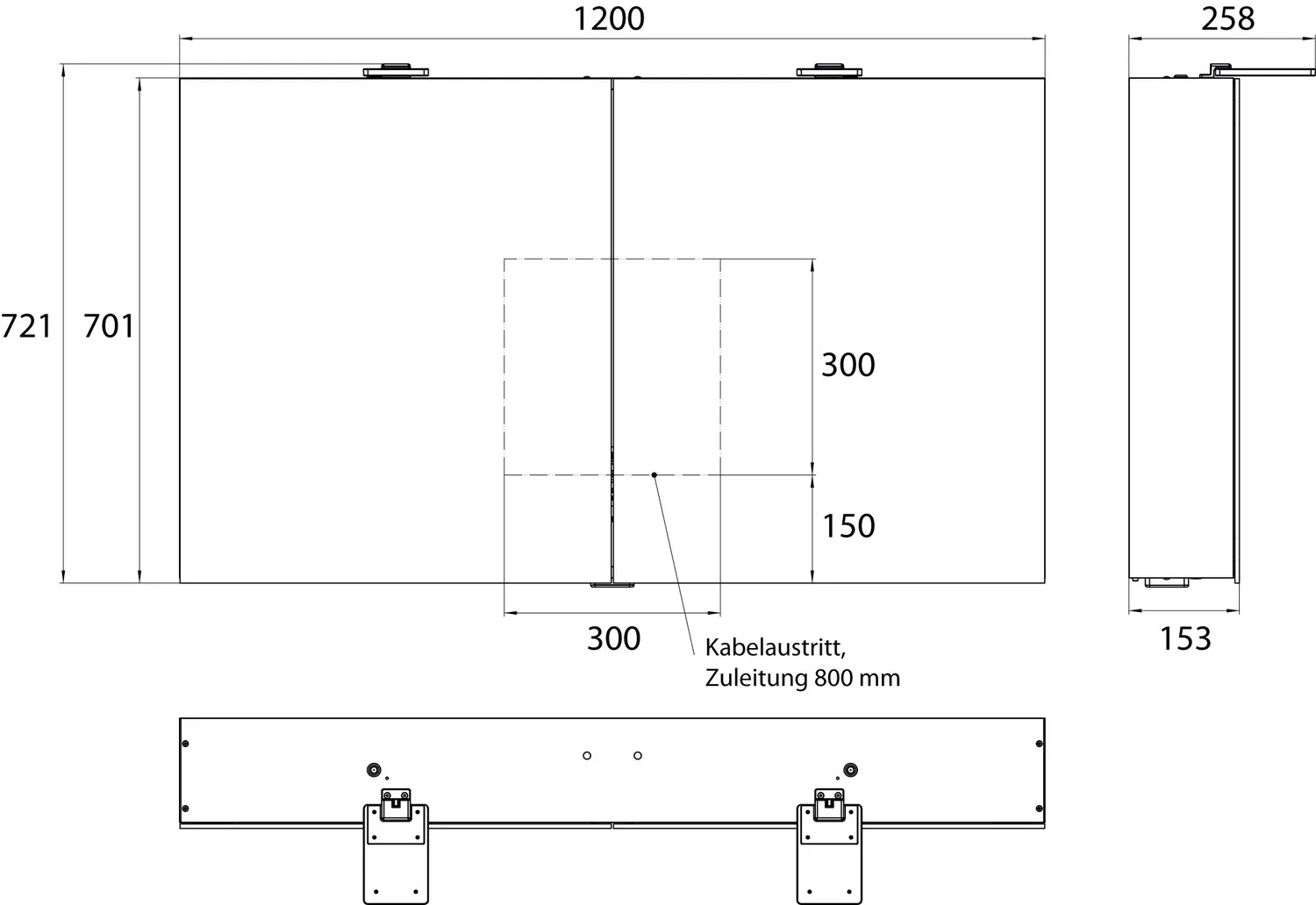 Lichtspiegelschrank pure II LED-Leuchte, Aufputz, mit Waschtischbeleuchtung, 2 Türen, 1200mm