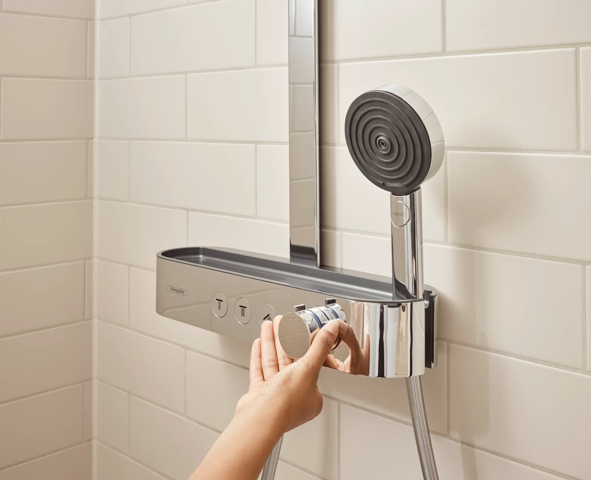 Showerpipe Pulsify 260 2jet EcoSmart mit Brausethermostat Aufputz chrom