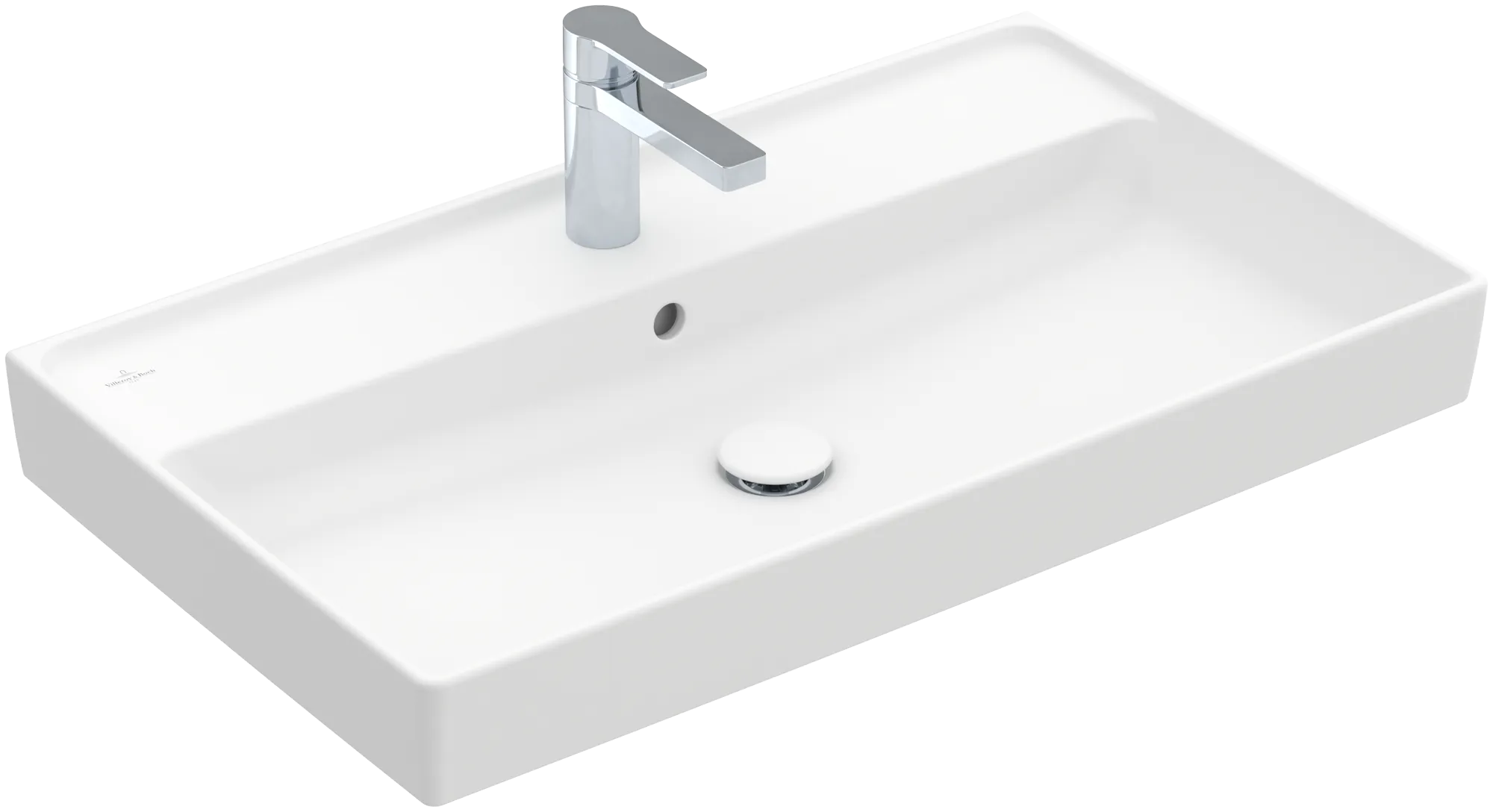 Villeroy & Boch Schrankwaschtisch aus TitanCeram geschliffen „Collaro“ 800 × 465 × 160 mm, mit Hahnlochbohrung, Hahnlochposition mittig in Stone White
