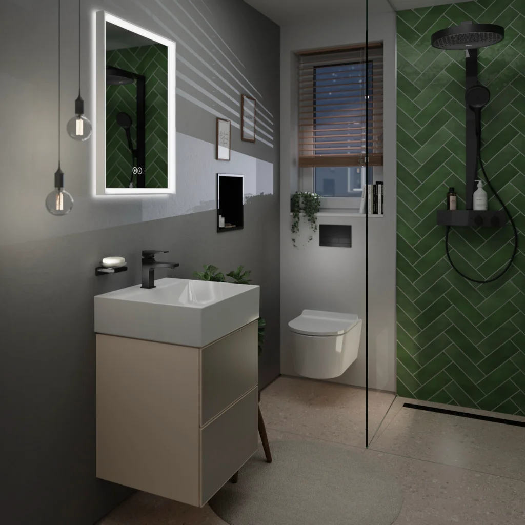 Hansgrohe Xarita E Spiegel mit LED-Beleuchtung, Mattweiß, 500x700x50 mm