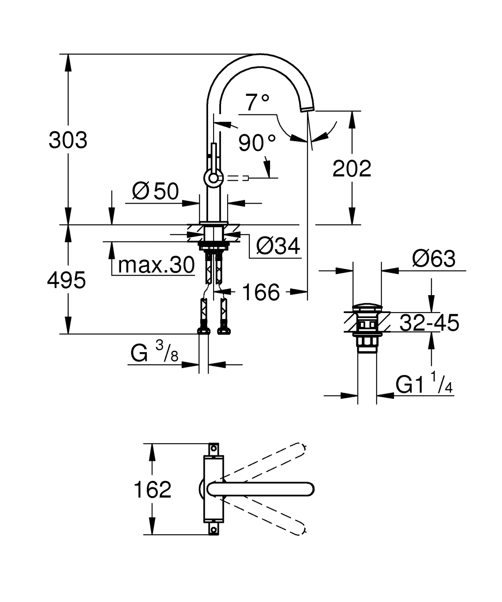 Grohe Atrio Waschtisch-Einlochbatterie L-Size, chrom Grohe Atrio Waschtisch-Einlochbatterie L-Size, chrom