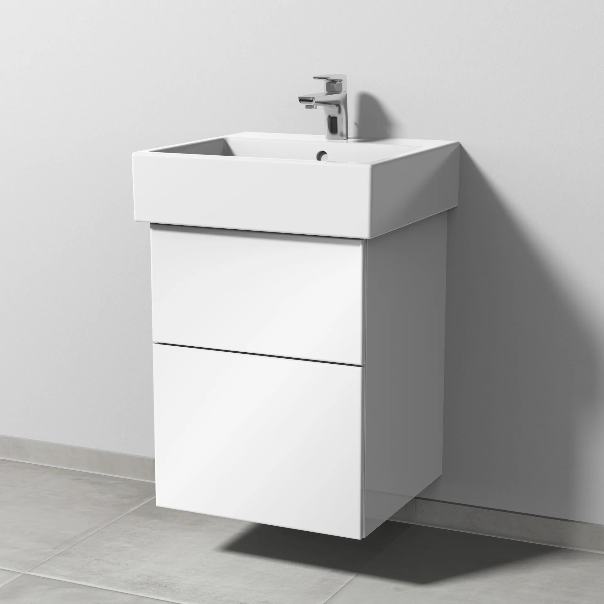Sanipa Waschtischunterschrank „3way“ passend zu Keramik-Waschtische Vero Air von Duravit 450 × 591 × 447 mm in Weiß (glanz)