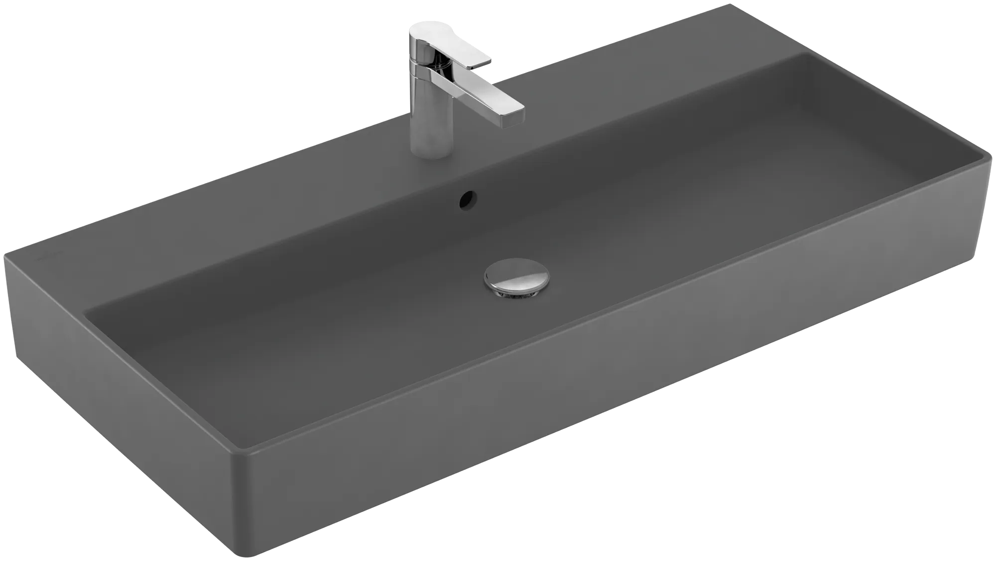 Villeroy & Boch Wandwaschtisch aus TitanCeram „Memento 2.0“ 1000 × 470 × 135 mm, mit Hahnlochbohrung, Hahnlochposition mittig in Graphite