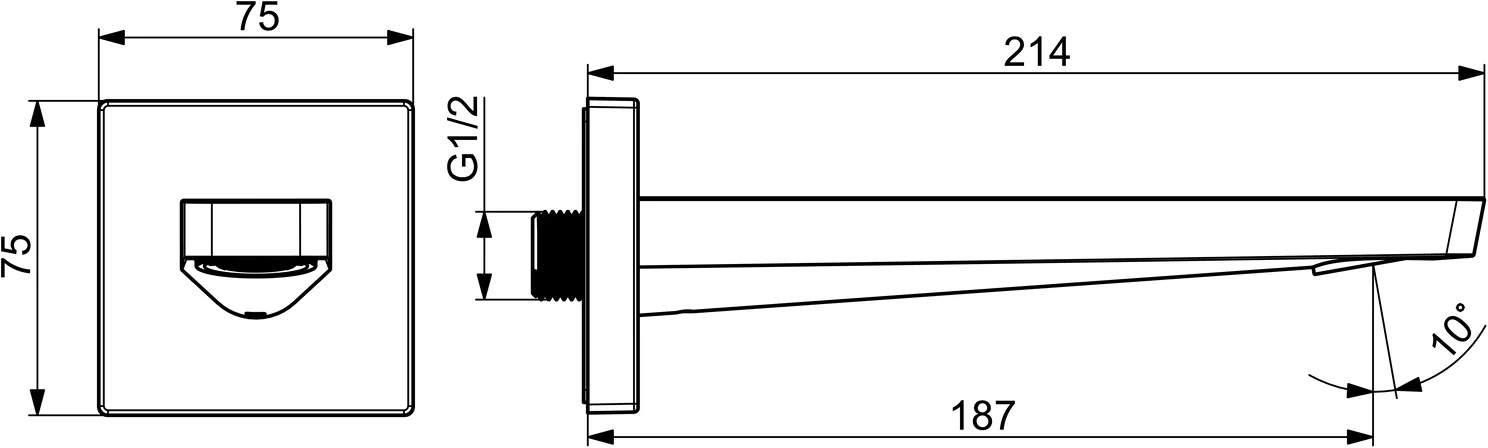 HansaSTELA Einhebelmischer Auslauf HansaSTELA 5724, Ausladung 214 mm, Rosette eckig, Chrom