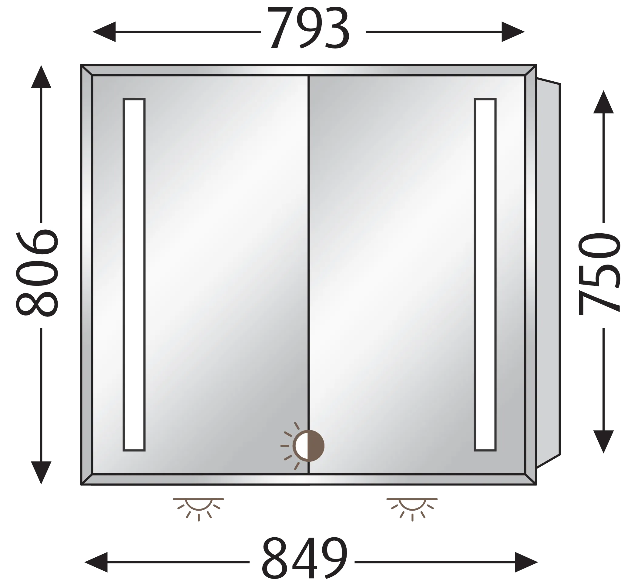 Sanipa Spiegelschrank „Wilma“ 84,9 × 75 × 17,3 cm