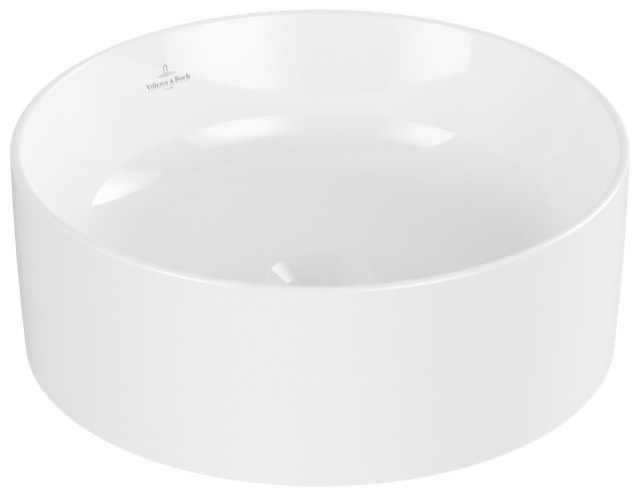 Aufsatzwaschtisch rund „Collaro“, ohne Überlauf, ohne Hahnlochbohrung ⌀ 40 × 14,5 cm in Weiß Alpin