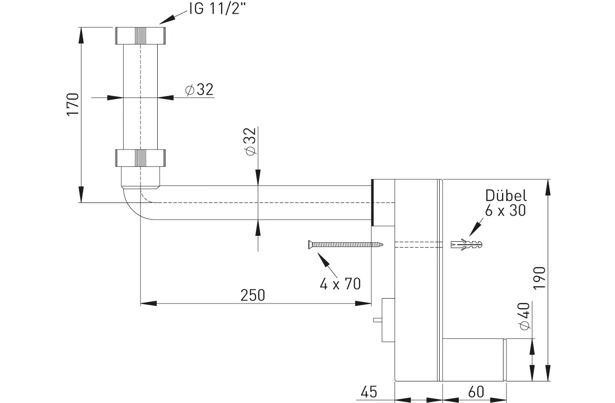 WT-AP-Geruchverschluss Kunststoff weiß 1 1/4″ x 40 mm, Abgang waagerecht WT-AP-Geruchverschluss Kunststoff weiß 1 1/4″ x 40 mm, Abgang waagerecht