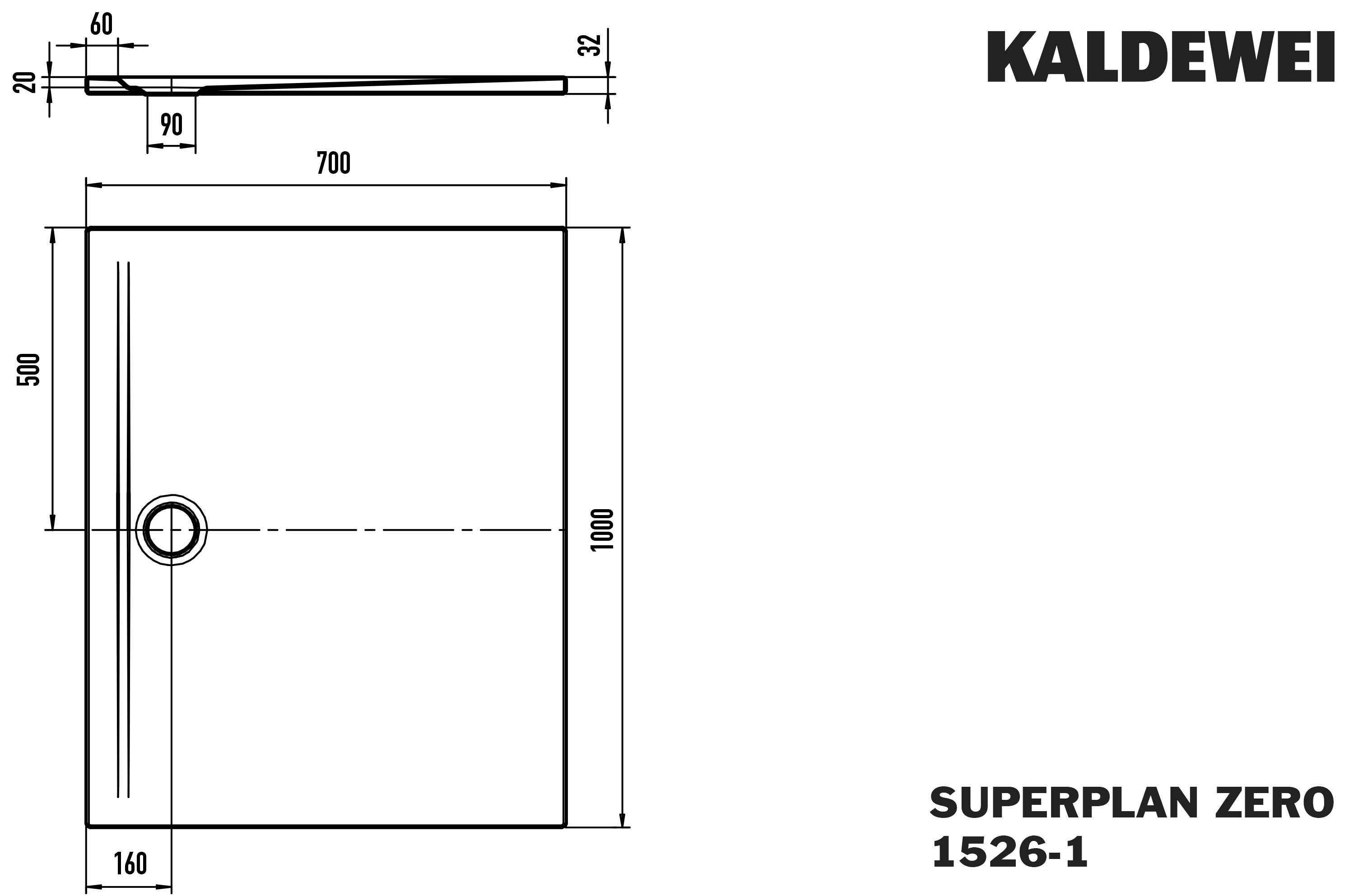 Kaldewei rechteck Duschwanne „Superplan Zero“ 70 × 100 cm