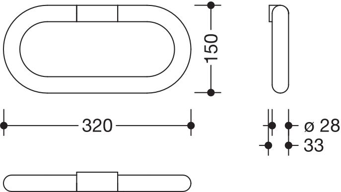 HEWI Handtuchring „Serie 477“ 32 × 15 × 2,8 cm in Senfgelb