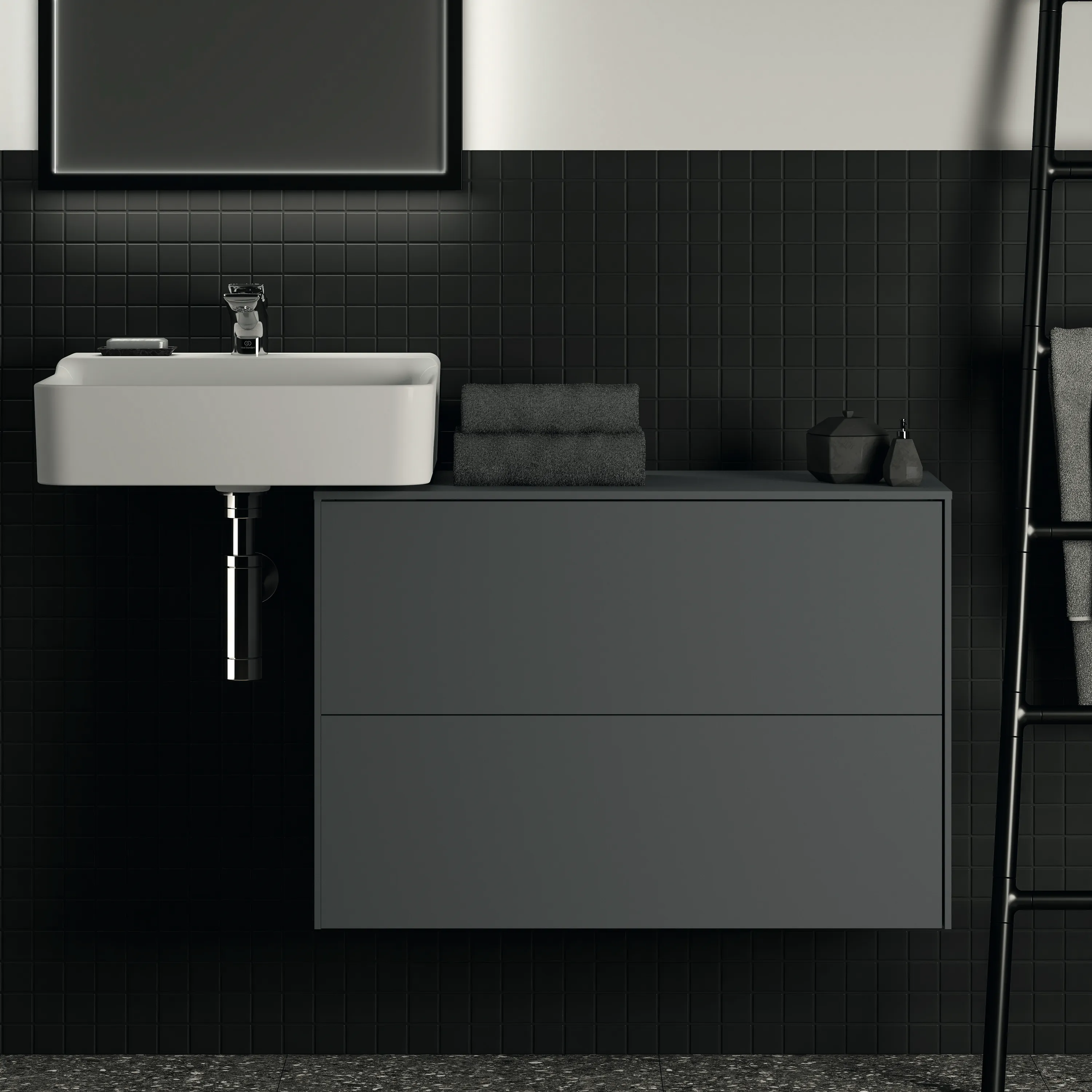 Ideal Standard Waschtischunterschrank „Conca“ 80,2 × 55 × 37,3 cm Anthrazit matt lackiert Ideal Standard Waschtischunterschrank „Conca“ 80,2 × 55 × 37,3 cm Anthrazit matt lackiert