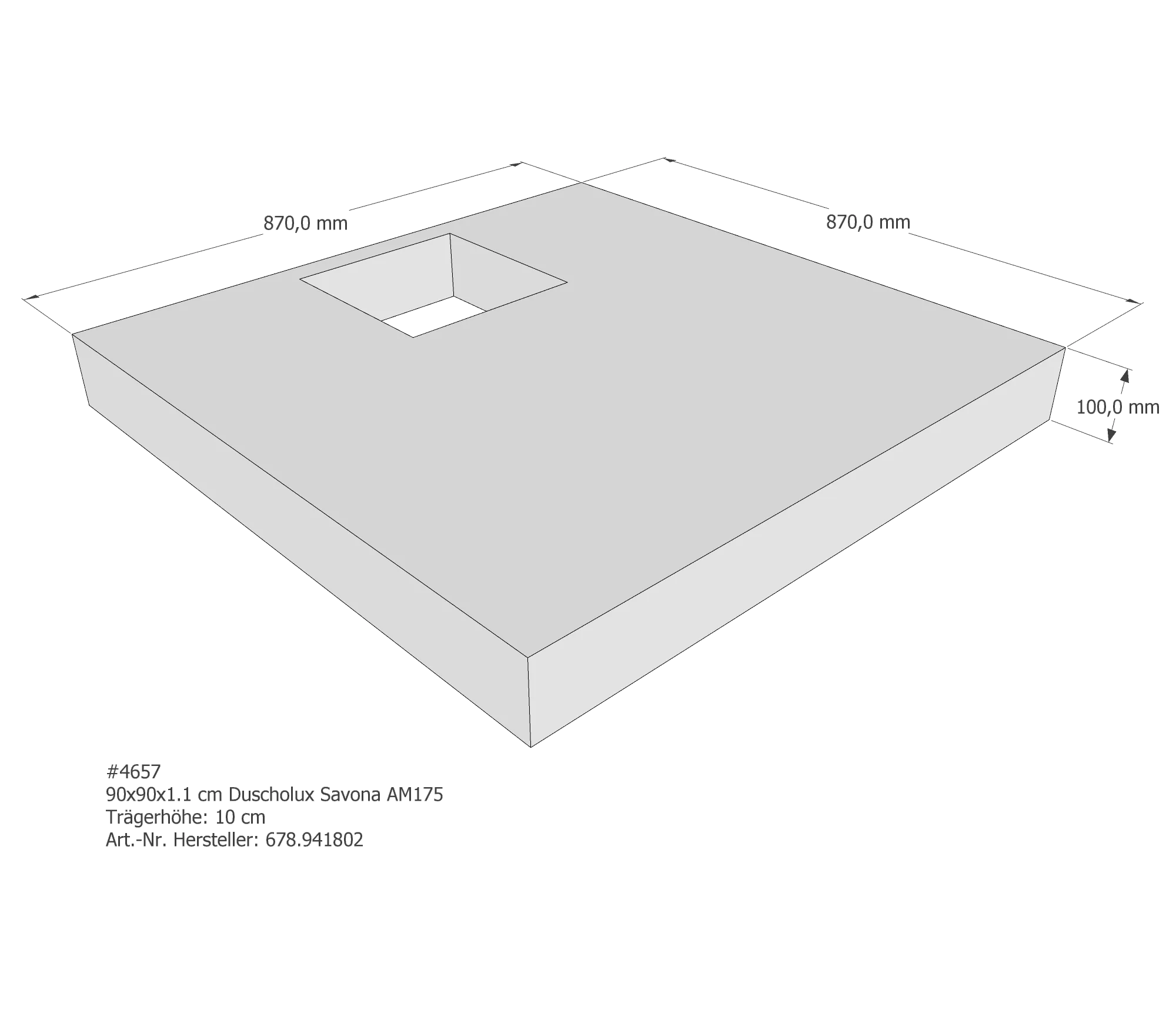 Duschwannenträger passend für Duscholux Savona 90 × 90 × 1,1 cm Duschwannenträger passend für Duscholux Savona 90 × 90 × 1,1 cm