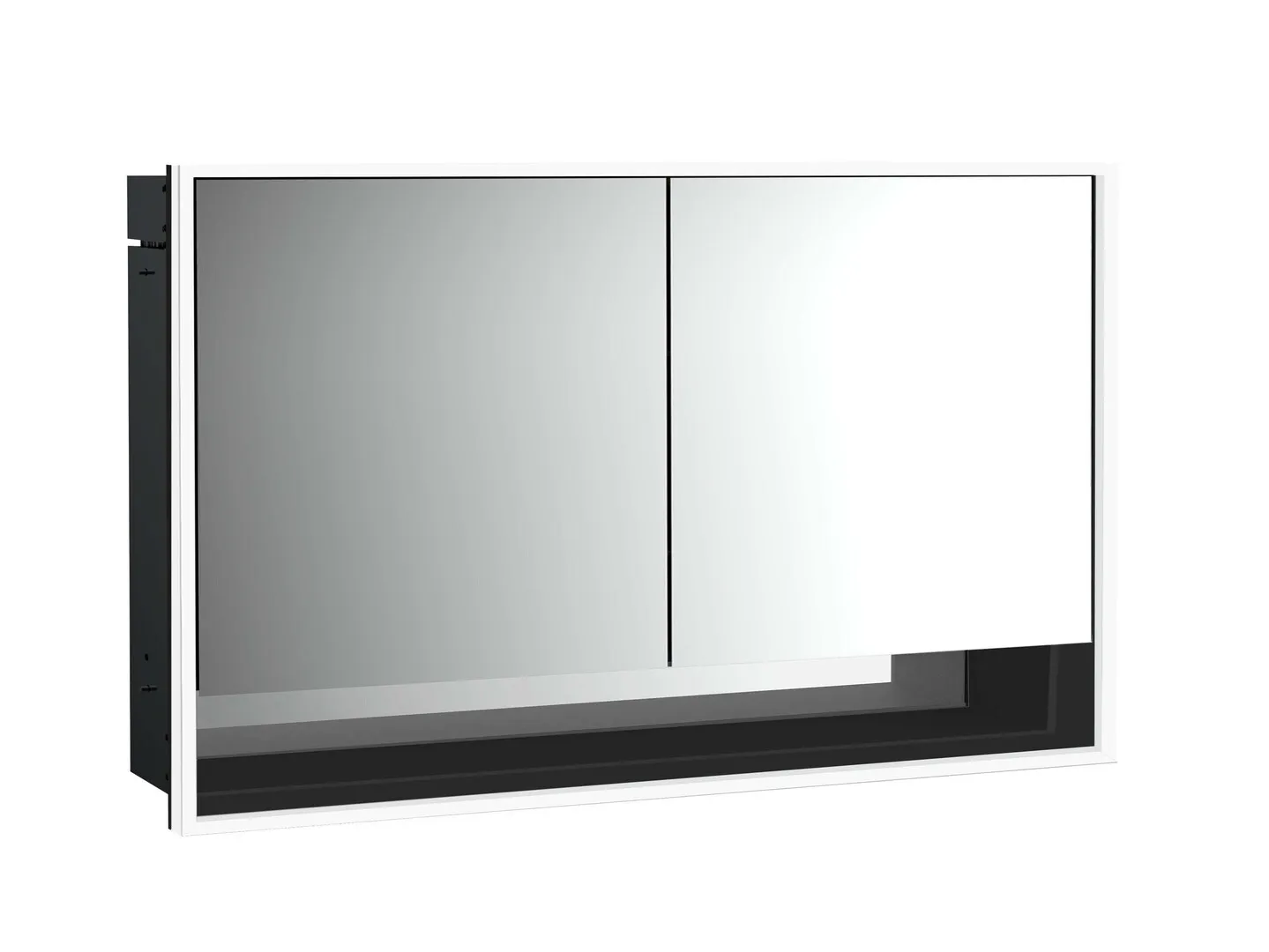 LED-Lichtspiegelschrank Loft mit Unterfach Unterputz, 1300 mm, 2-türig schwarz LED-Lichtspiegelschrank Loft mit Unterfach Unterputz, 1300 mm, 2-türig schwarz