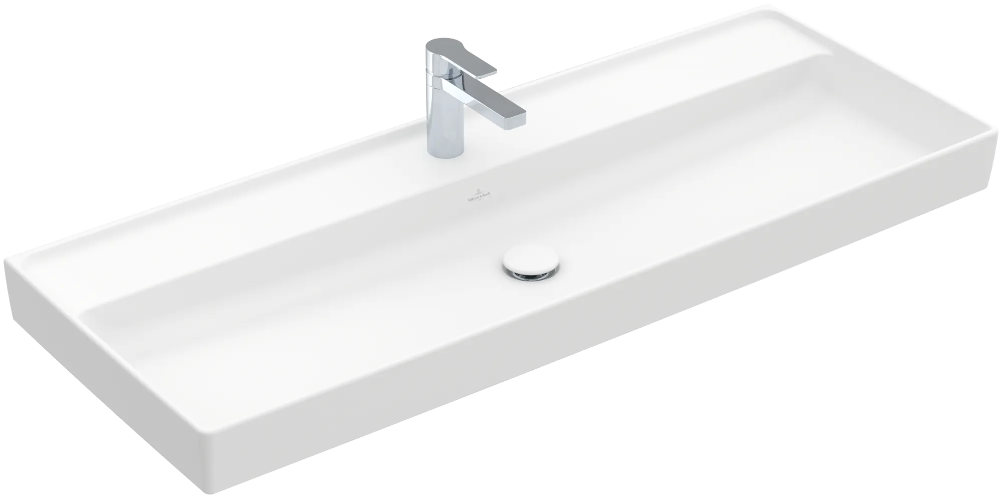 Villeroy & Boch Schrankwaschtisch aus TitanCeram „Collaro“ 1200 × 470 × 160 mm, mit Hahnlochbohrung, Hahnlochposition mittig in Stone White