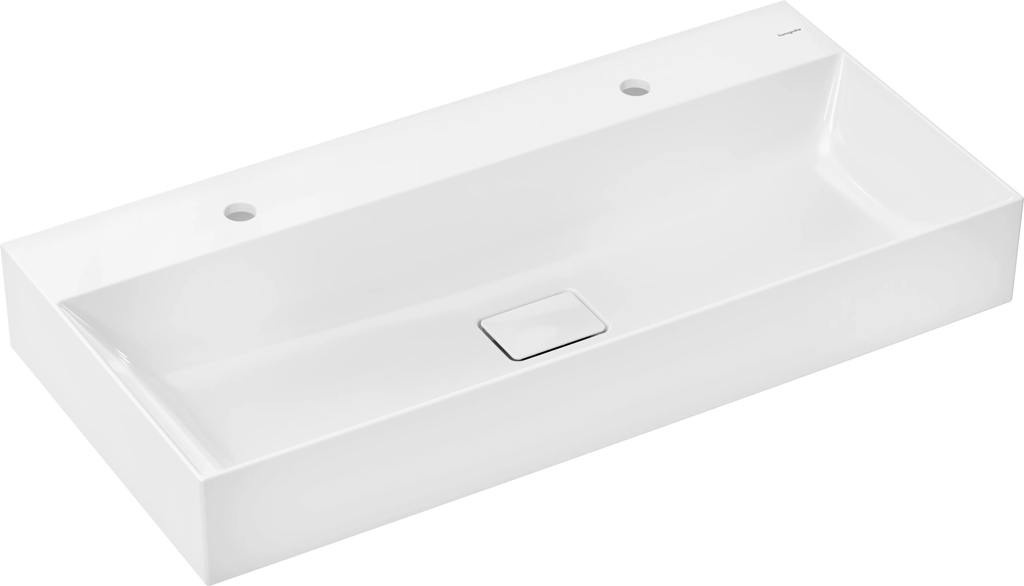 Hansgrohe Xevolos E Waschtisch, Keramik, weiß, 1000x480 mm, wandhängend, mit 2 Hahnlöchern, ohne Überlauf, SmartClean Glasur