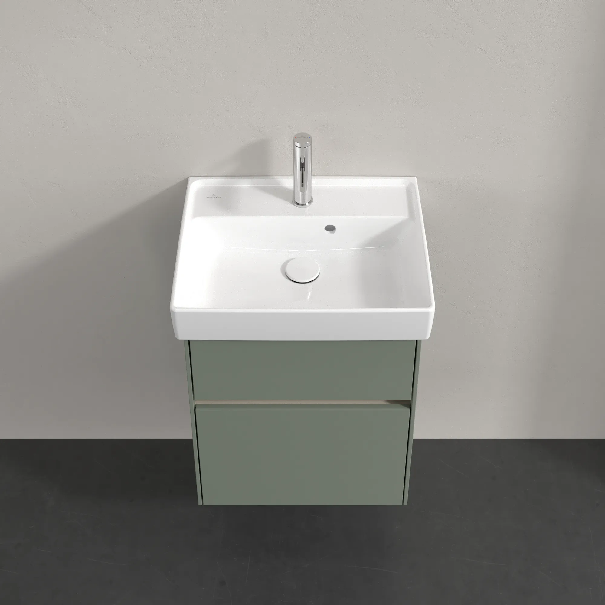 Villeroy & Boch Waschbeckenunterschrank Collaro C00600, Soft Green, 460x374 mm, Höhe 546 mm, mit Absenkautomatik und integrierten Aluminiumgriffen